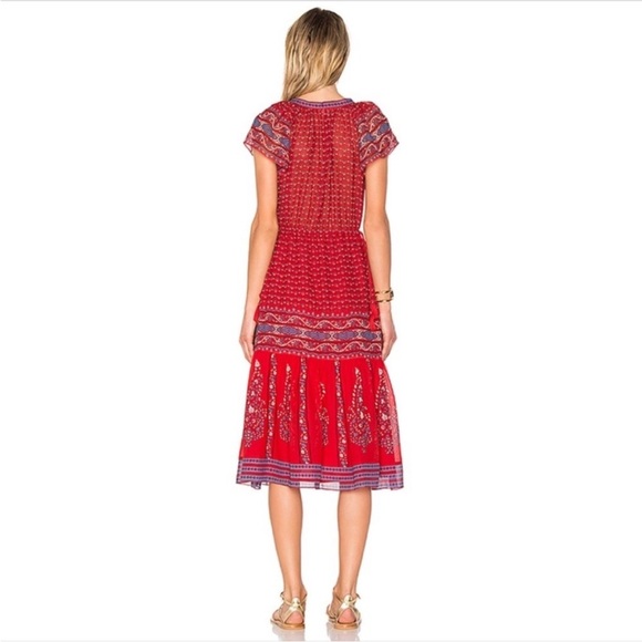 Ulla Johnson Neela Floral Print Silk Midi Dress Scarlet Red Size 0 Valentine Day - Picture 3 of 17